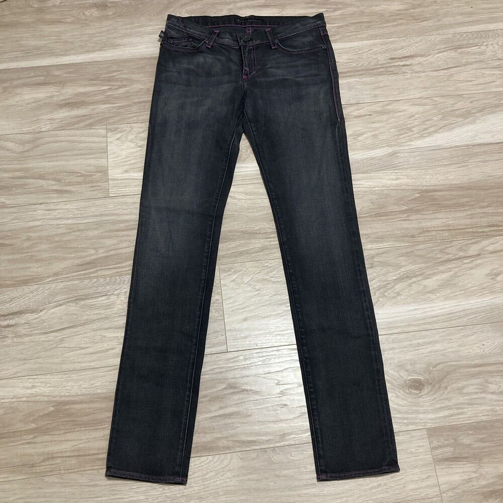 Rock and Republic Women's Size 29 Black Purple Straight Leg Skinny Jeans Denim